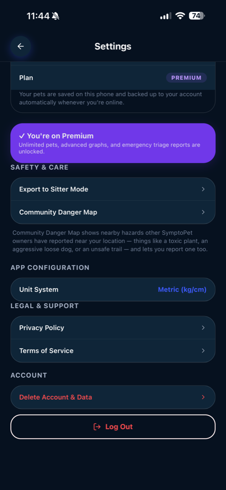 SymptoPet screenshot